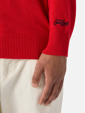 Red crewneck Heron with Vacanze di Natale jacquard | VACANZE DI NATALE SPECIAL EDITION