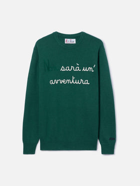 Grüner Pullover Heron mit Non sarà un'avventura-Stickerei