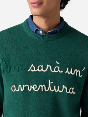 Grüner Pullover Heron mit Non sarà un'avventura-Stickerei