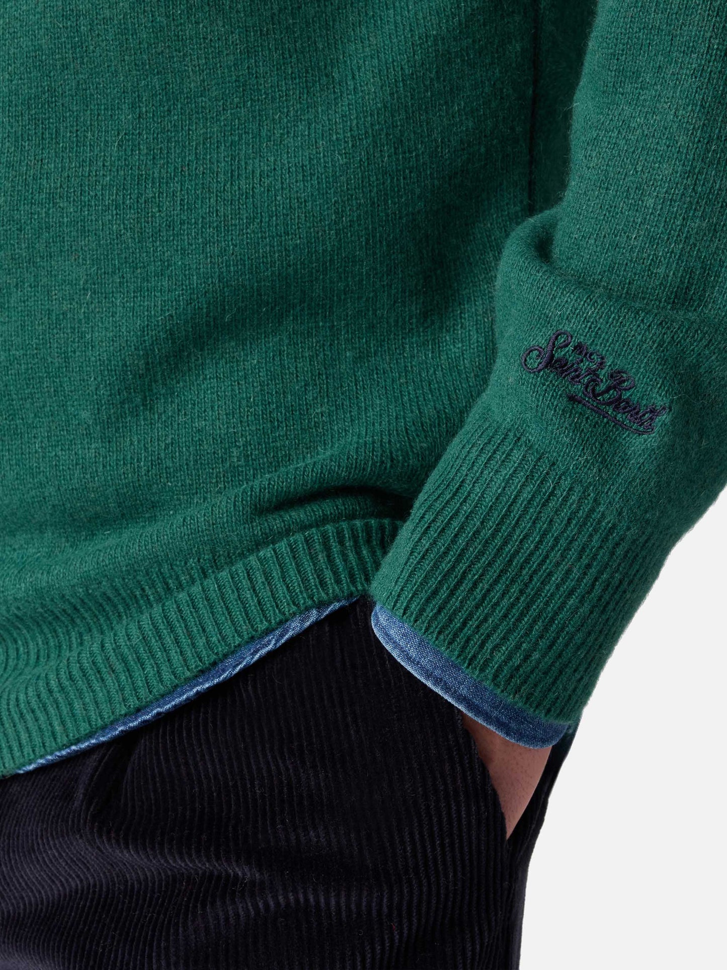 Grüner Pullover Heron mit Non sarà un'avventura-Stickerei