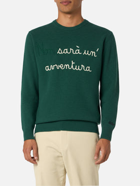 Grüner Pullover Heron mit Non sarà un'avventura-Stickerei