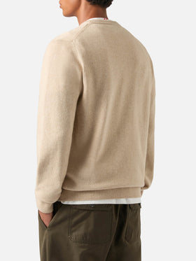 Maglia girocollo Heron beige con ricamo e intarsio Bollicine Team