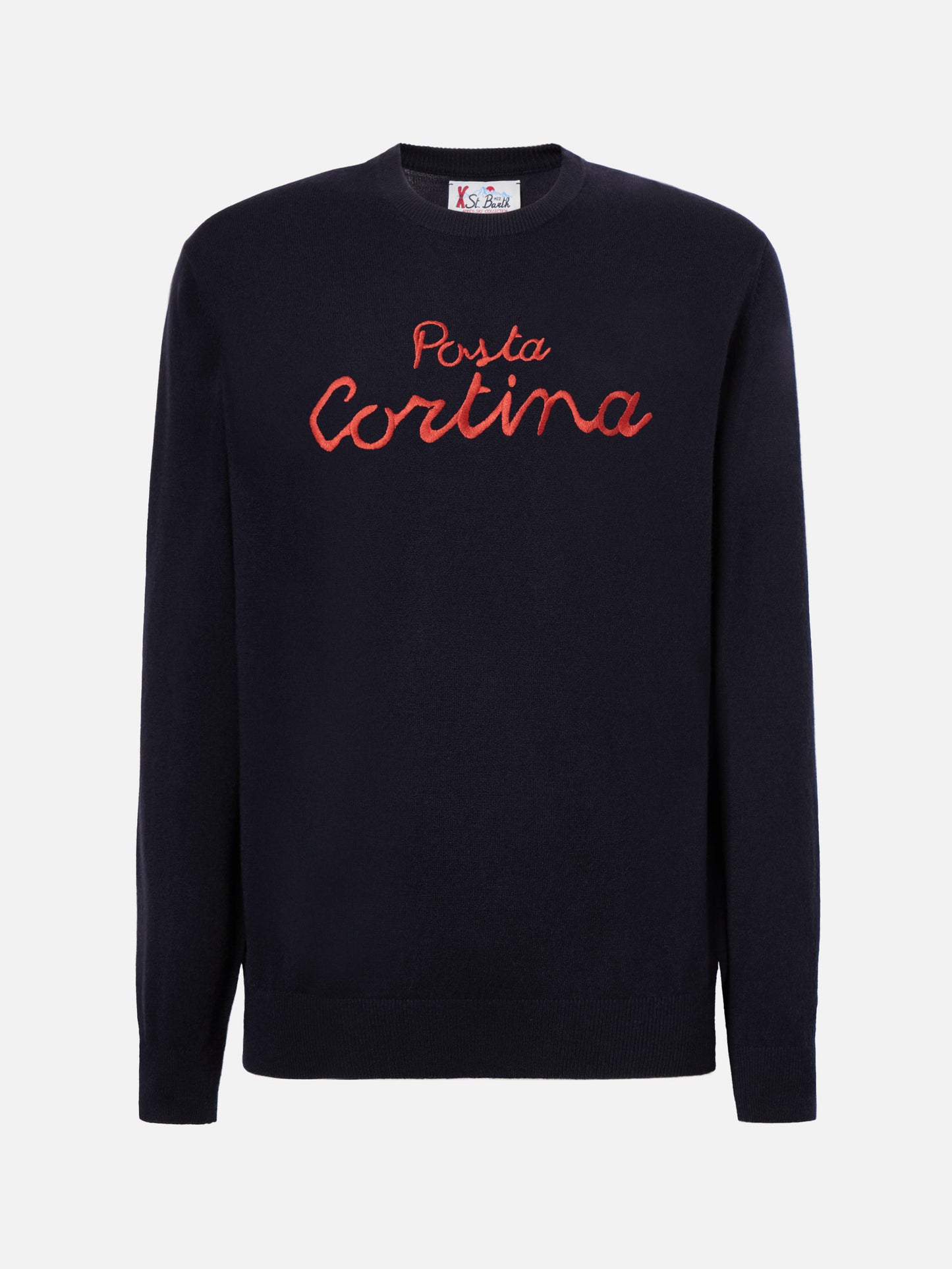 Kaschmirpullover Heron mit Posta Cortina-Stickerei