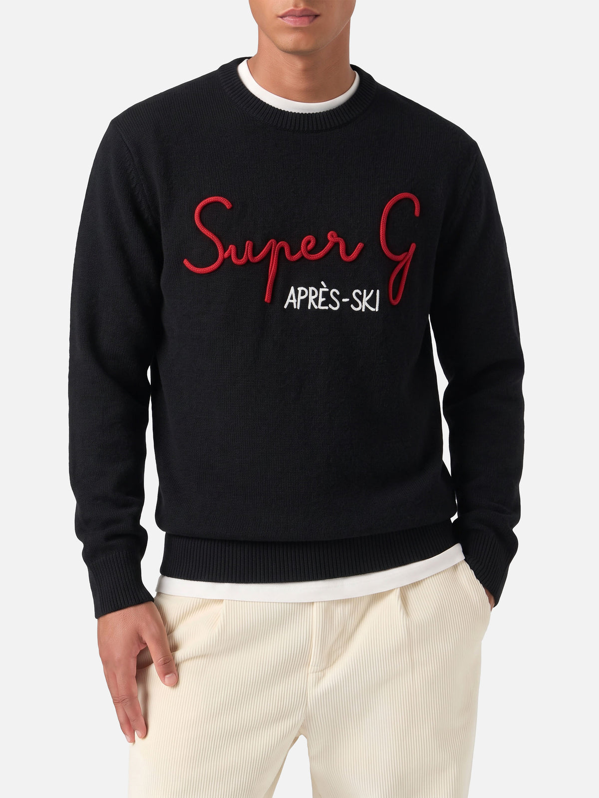 Maglione Heron nero con ricamo Super G