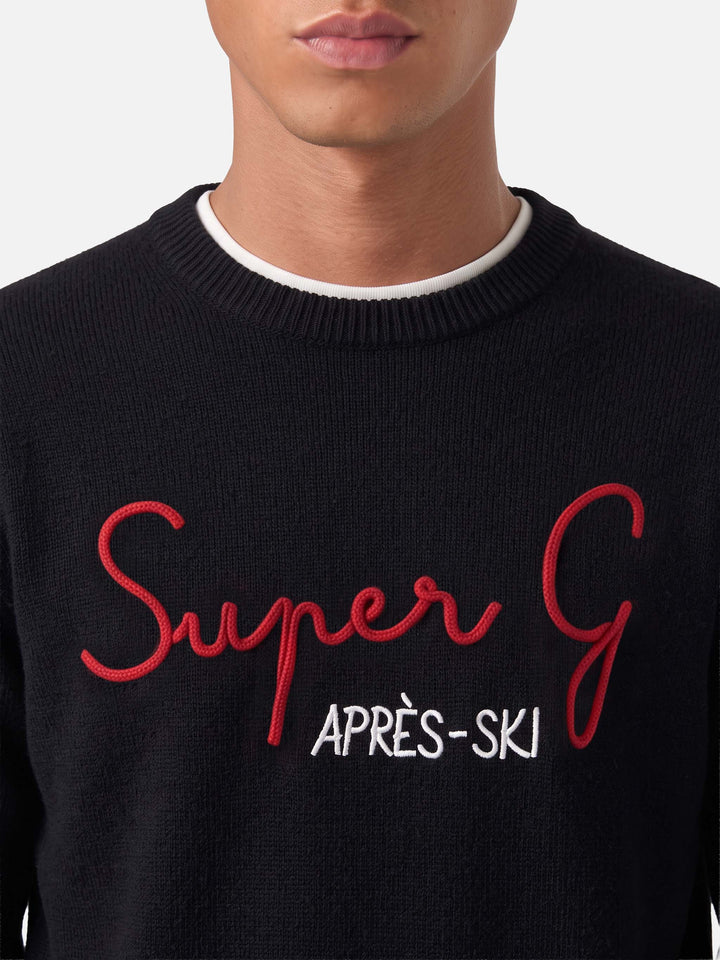 Maglione Heron nero con ricamo Super G