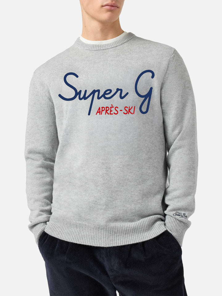 Grey crewneck Heron with Super G embroidery | SUPER G SPECIAL EDITION