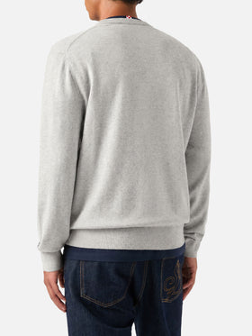 Maglione Heron grigio chiaro melange con ricamo Super G