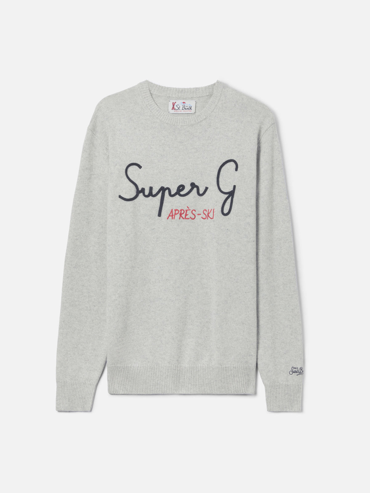 Maglione Heron grigio chiaro melange con ricamo Super G