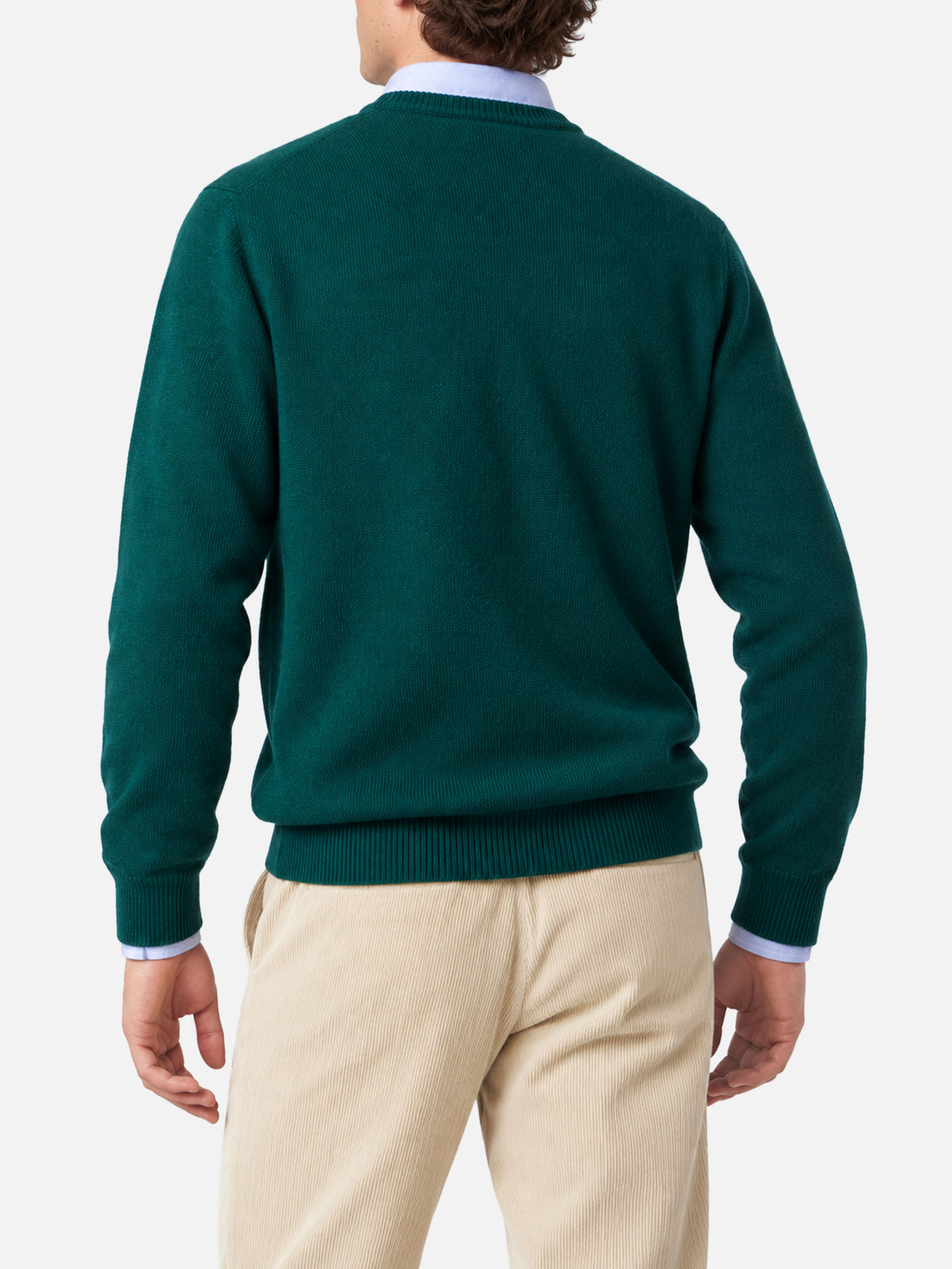 Grey Heron crewneck sweater with Courmayeur mountains jacquard