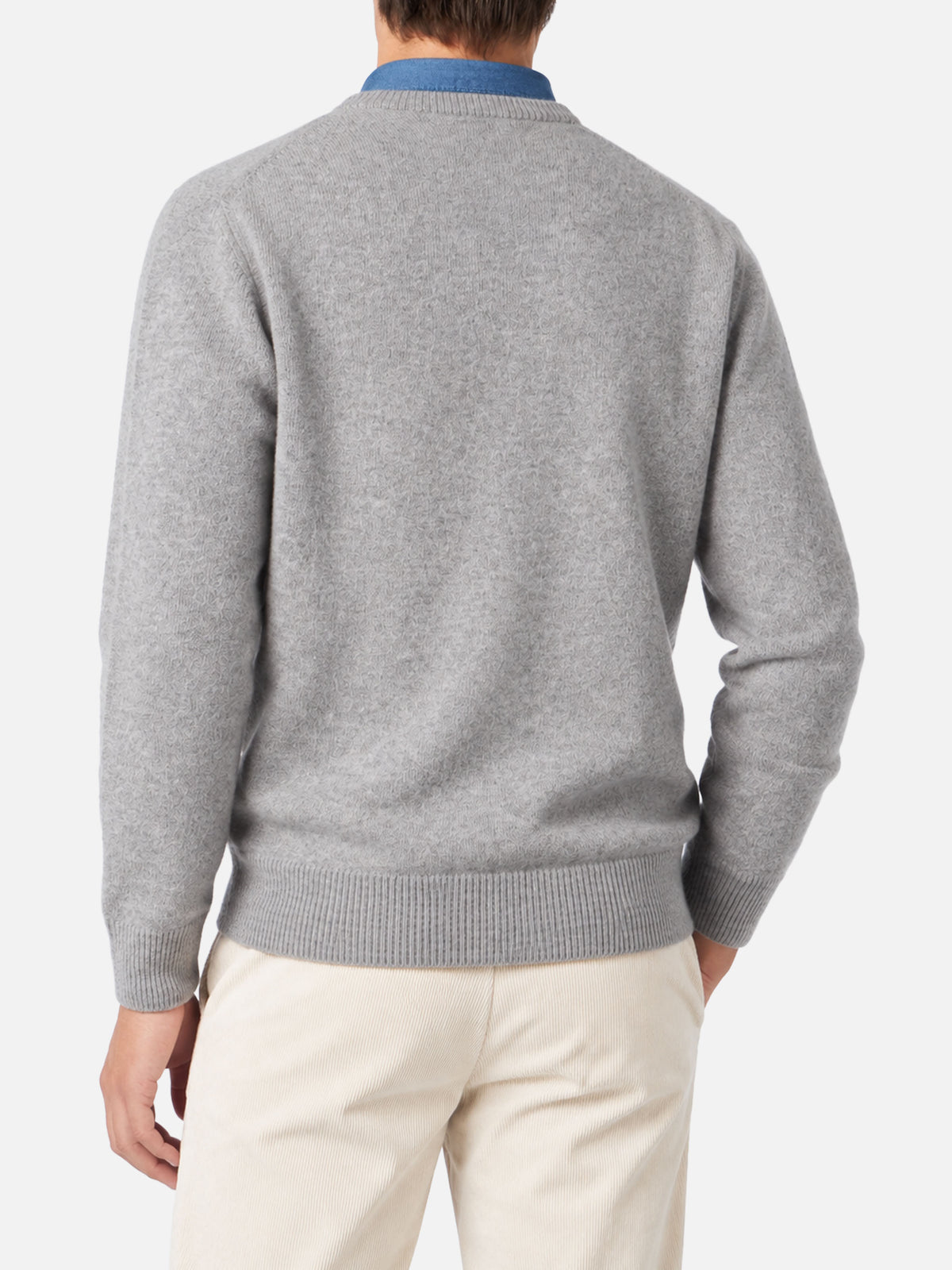 Light grey melange Heron sweater with logo embroidery