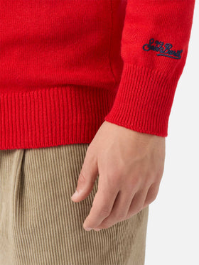 Heron-Pullover in Rot mit A Natale puoi... Jacquardmuster