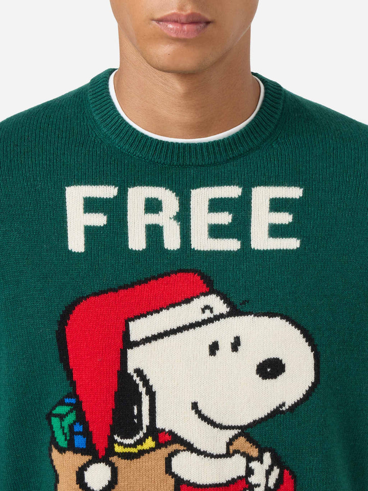 Grüner Pullover Heron mit Snoopy-Jacquard | SNOOPY PEANUTS® SPECIAL EDITION 