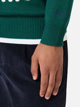 Grüner Pullover Heron mit Snoopy-Jacquard | SNOOPY PEANUTS® SPECIAL EDITION 