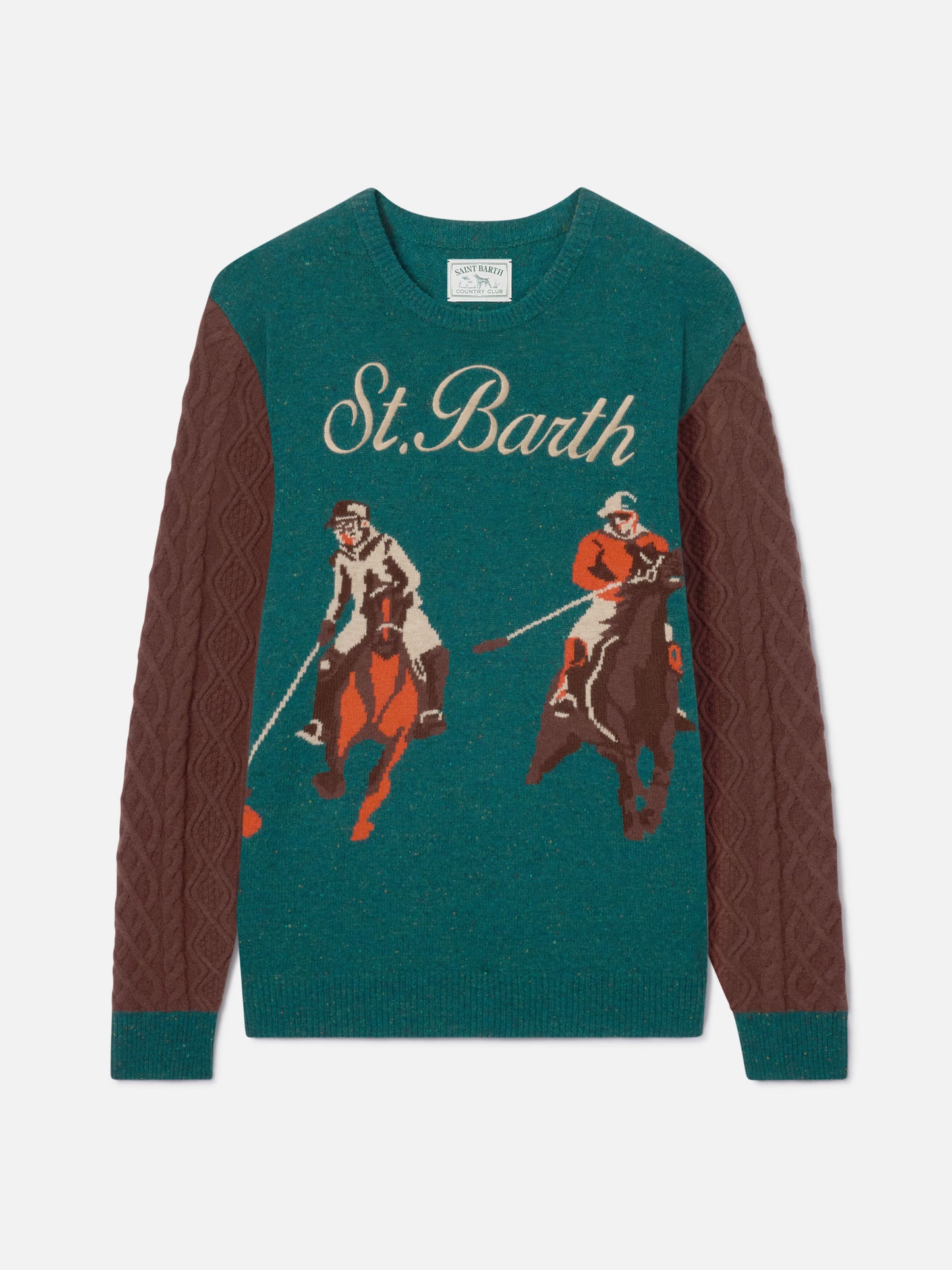 Pull Donegal col rond Heron avec jacquard polo 
