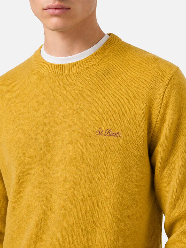 Maglione Regent in lambswool giallo ocra