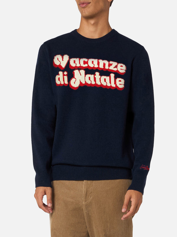 Maglione da uomo blu Heron con jacquard Vacanze di Natale | VACANZE DI NATALE EDIZIONE SPECIALE 