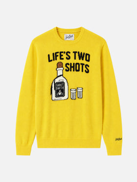 Maglia Heron gialla con lettering Life's two shots