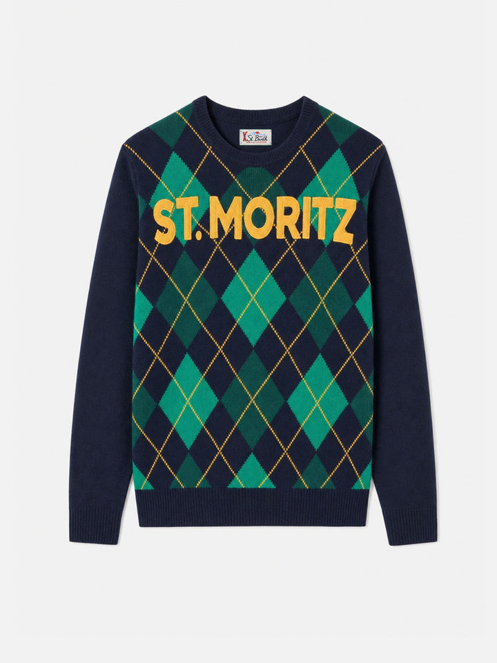 Suéter de cuello redondo Heron con jacquard de rombos 