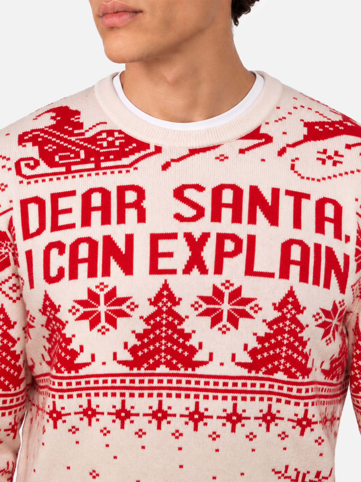 Jersey rojo Heron con jacquard fair isle y Dear Santa 