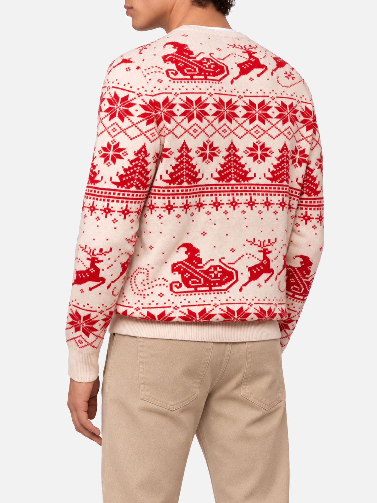 Jersey rojo Heron con jacquard fair isle y Dear Santa 