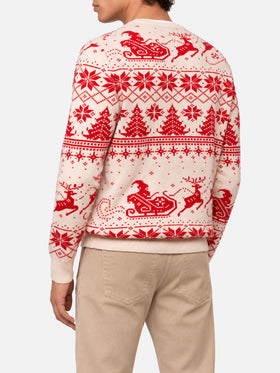 Jersey rojo Heron con jacquard fair isle y Dear Santa 