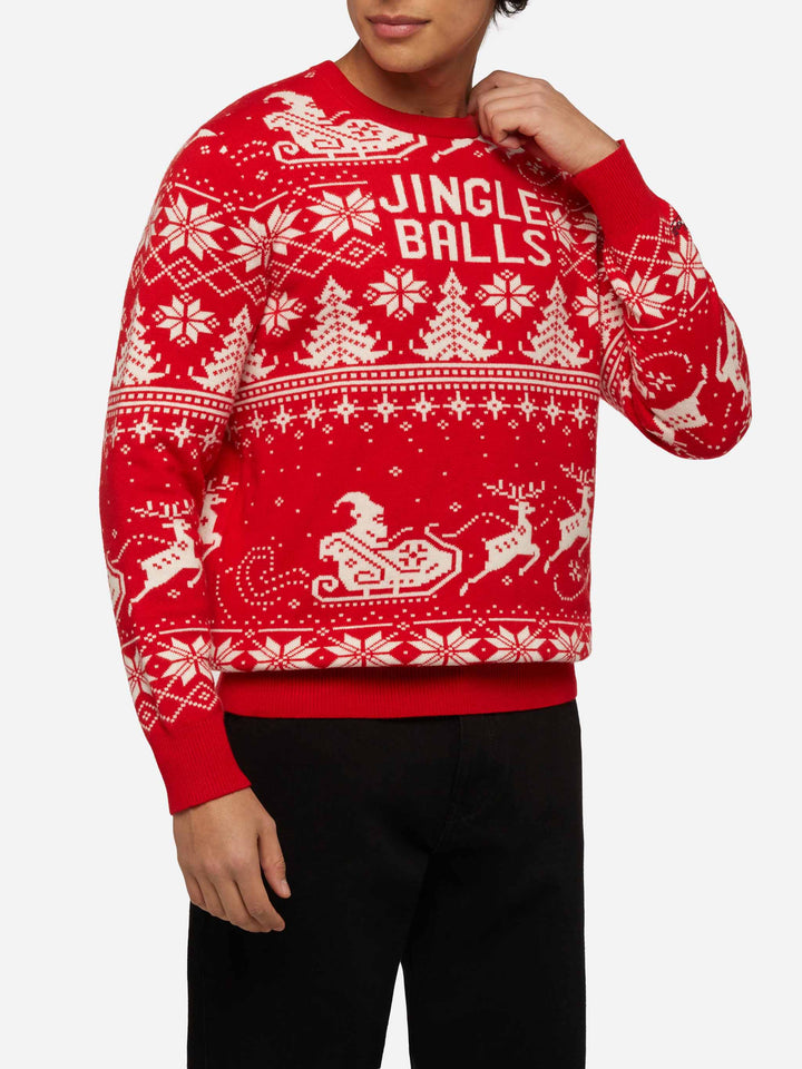Fairs isle sweater Heron with Jingle Balls jacquard - MC2 Saint Barth