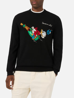 Jersey de punto de cuello redondo Black Heron Light con intarsia y bordado de Scrooge McDuck | Special edition 