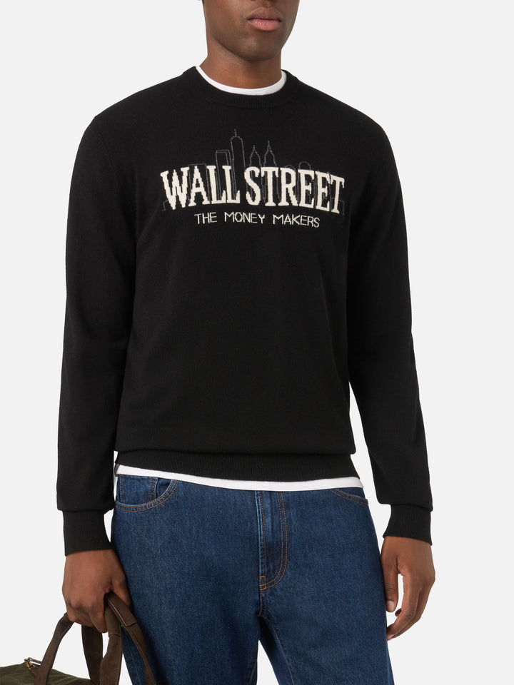 Girocollo nero Heron Light con intarsio Wall Street | Special edition