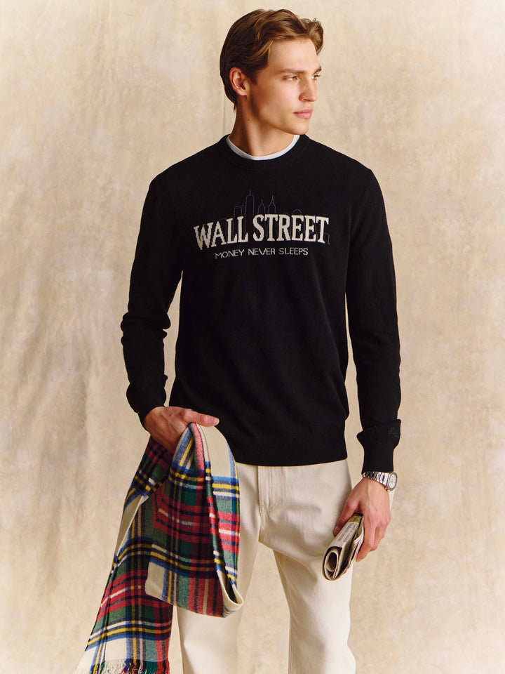 Jersey de punto Black Heron Light con cuello redondo e intarsia Wall Street | Special edition 
