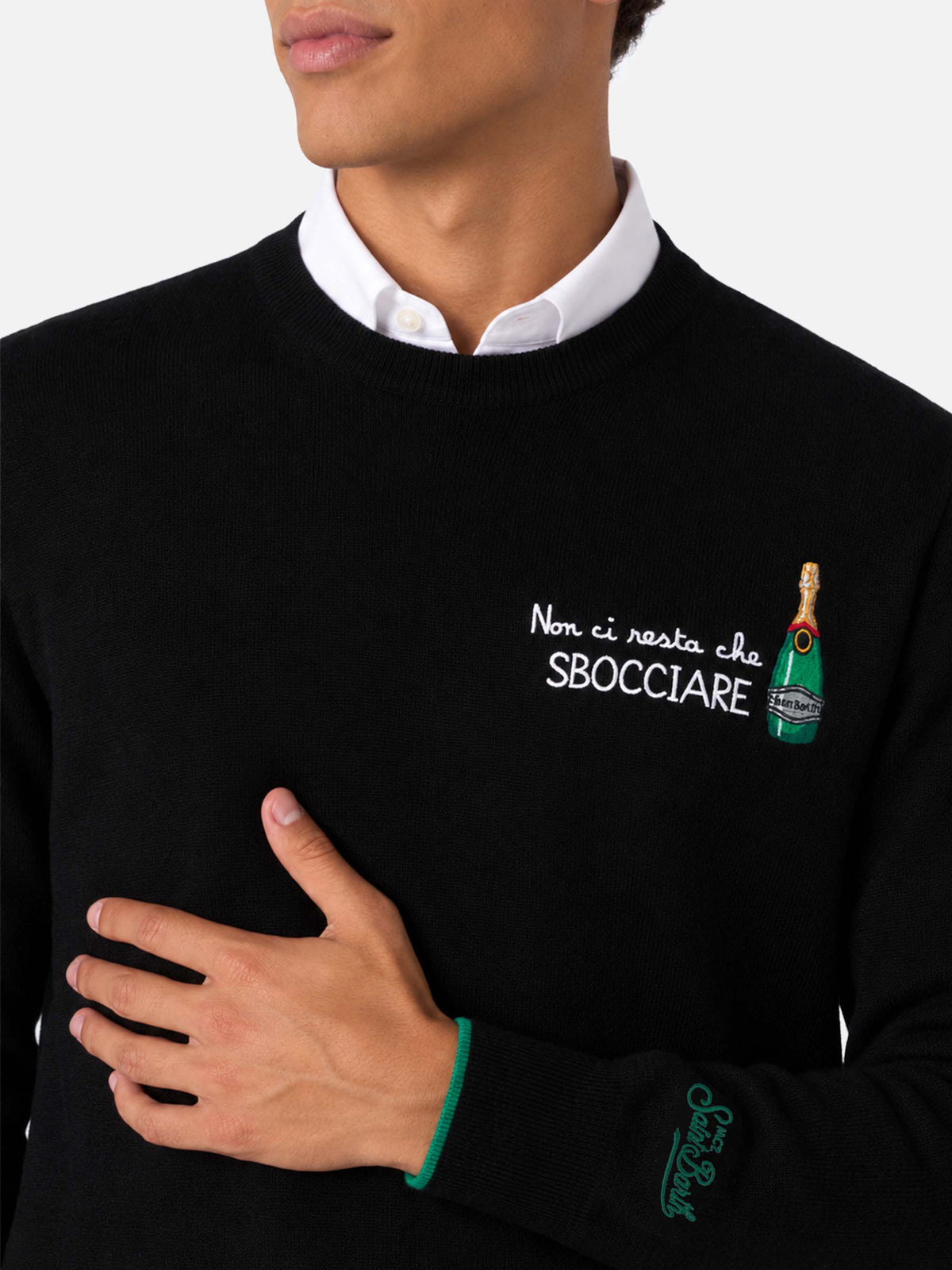 Maglione girocollo Heron con ricamo Non ci resta che sbocciare