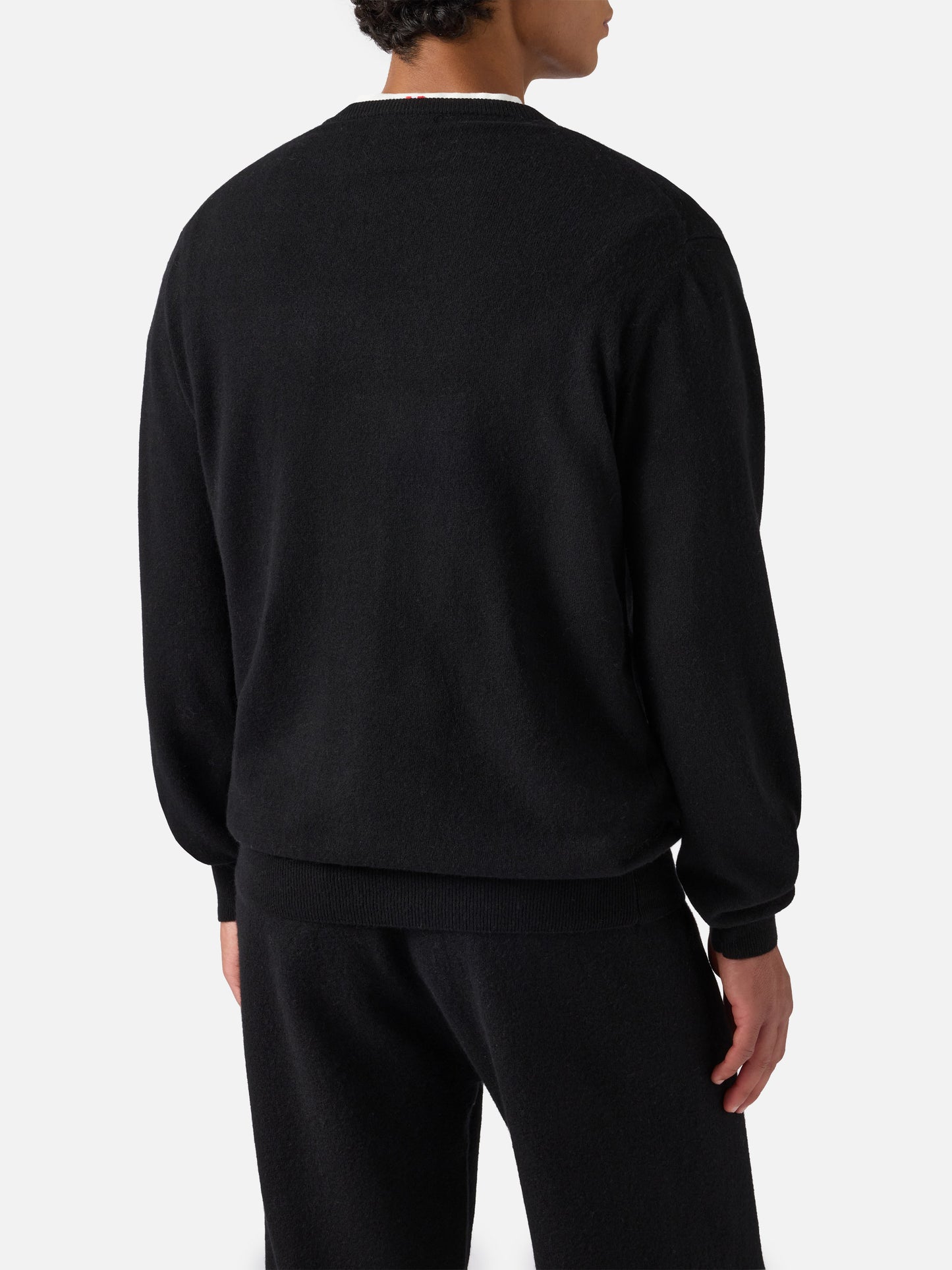 Heron Light Pullover in Schwarz mit Yuppies-Jacquardmuster und Stickerei | YUPPIES SONDEREDITION