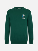 Maglione da uomo verde Heron con ricamo golf champ  Snoopy | EDIZIONE SPECIALE SNOOPY PEANUTS