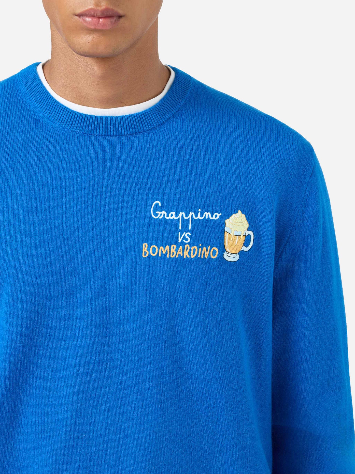Crewneck-Pullover Heron mit Grappino vs Bombardino-Stickerei 