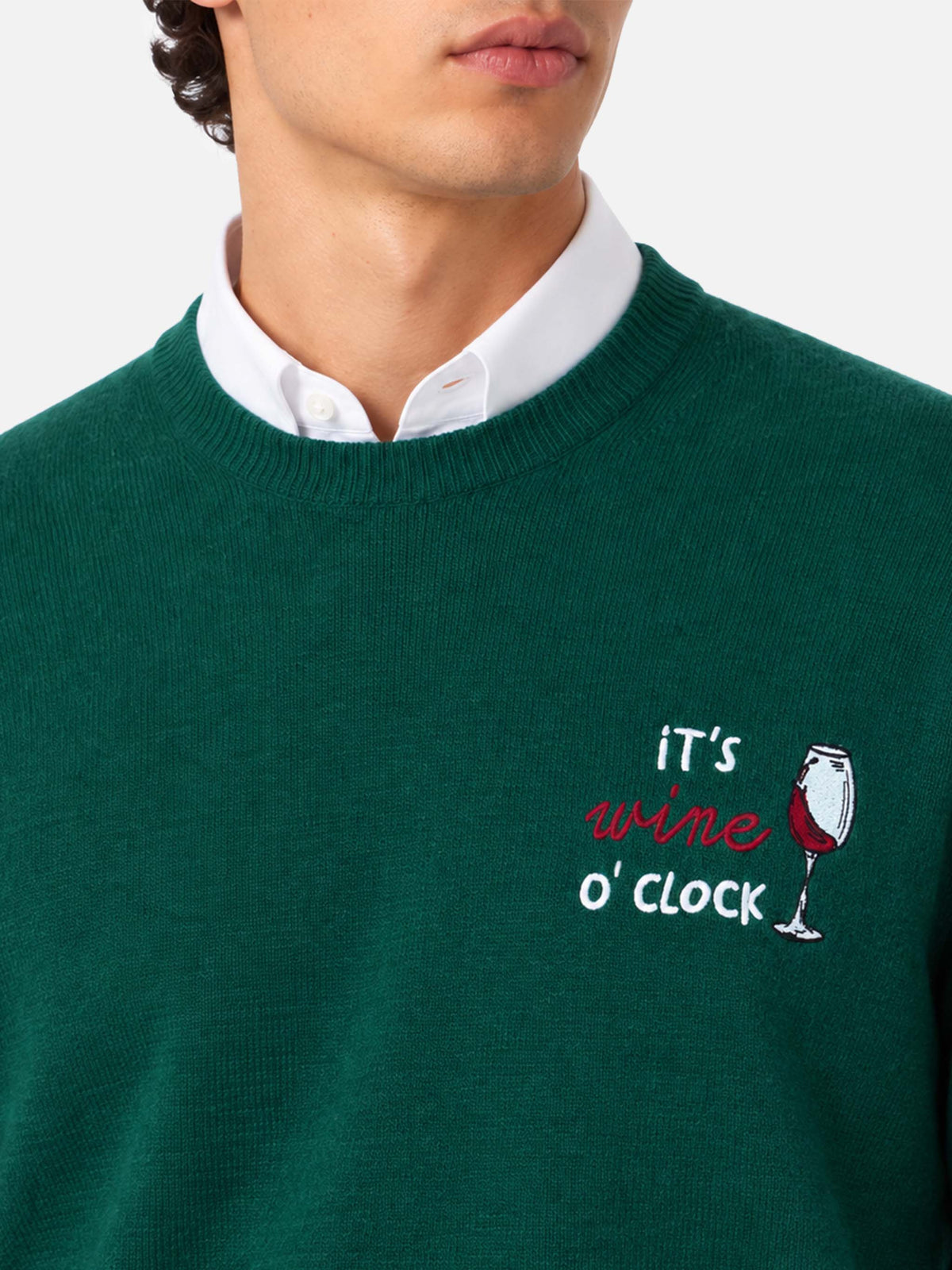 Crewneck-Pullover Heron mit „It's wine o'clock“-Stickerei 
