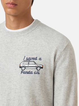 Rundhalspullover Heron mit I saved a Panda 4x4-Stickerei | FIAT PANDA SPECIAL EDITION 