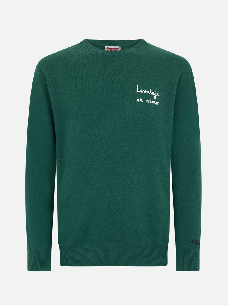 Man green sweater Heron Light with Levateje er vino embroidery| VACANZE DI NATALE SPECIAL EDITION