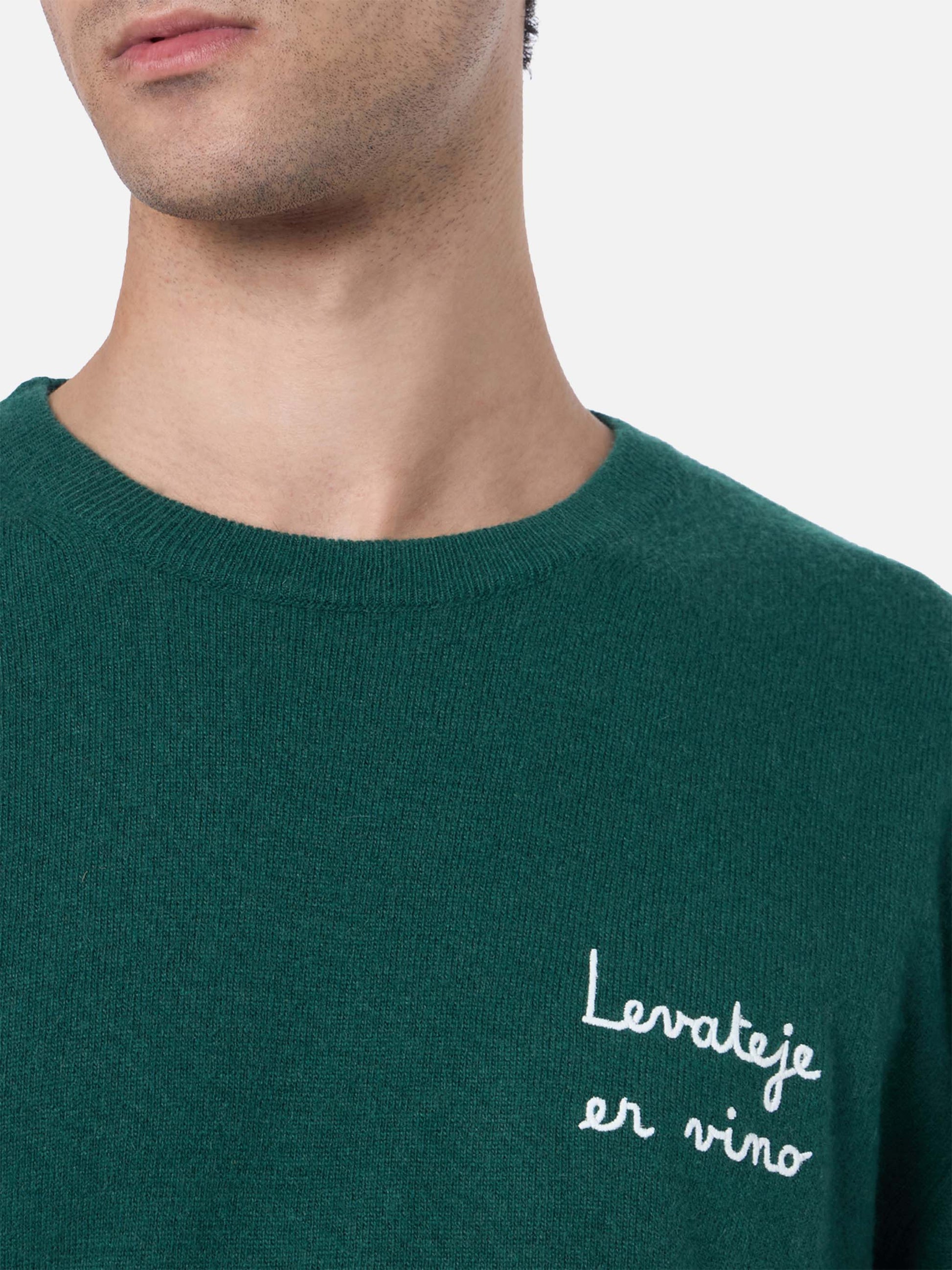 Man green sweater Heron Light with Levateje er vino embroidery| VACANZE DI NATALE SPECIAL EDITION - MC2 Saint Barth