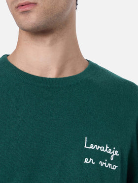 Man green sweater Heron Light with Levateje er vino embroidery| VACANZE DI NATALE SPECIAL EDITION - MC2 Saint Barth