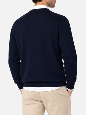 Navy blue Heron Light crewneck sweater with Gin tonic champ embroidery