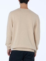 Man beige sweater Heron with Out of office embroidery