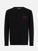 Man black sweater Heron with Single per scelta embroidery