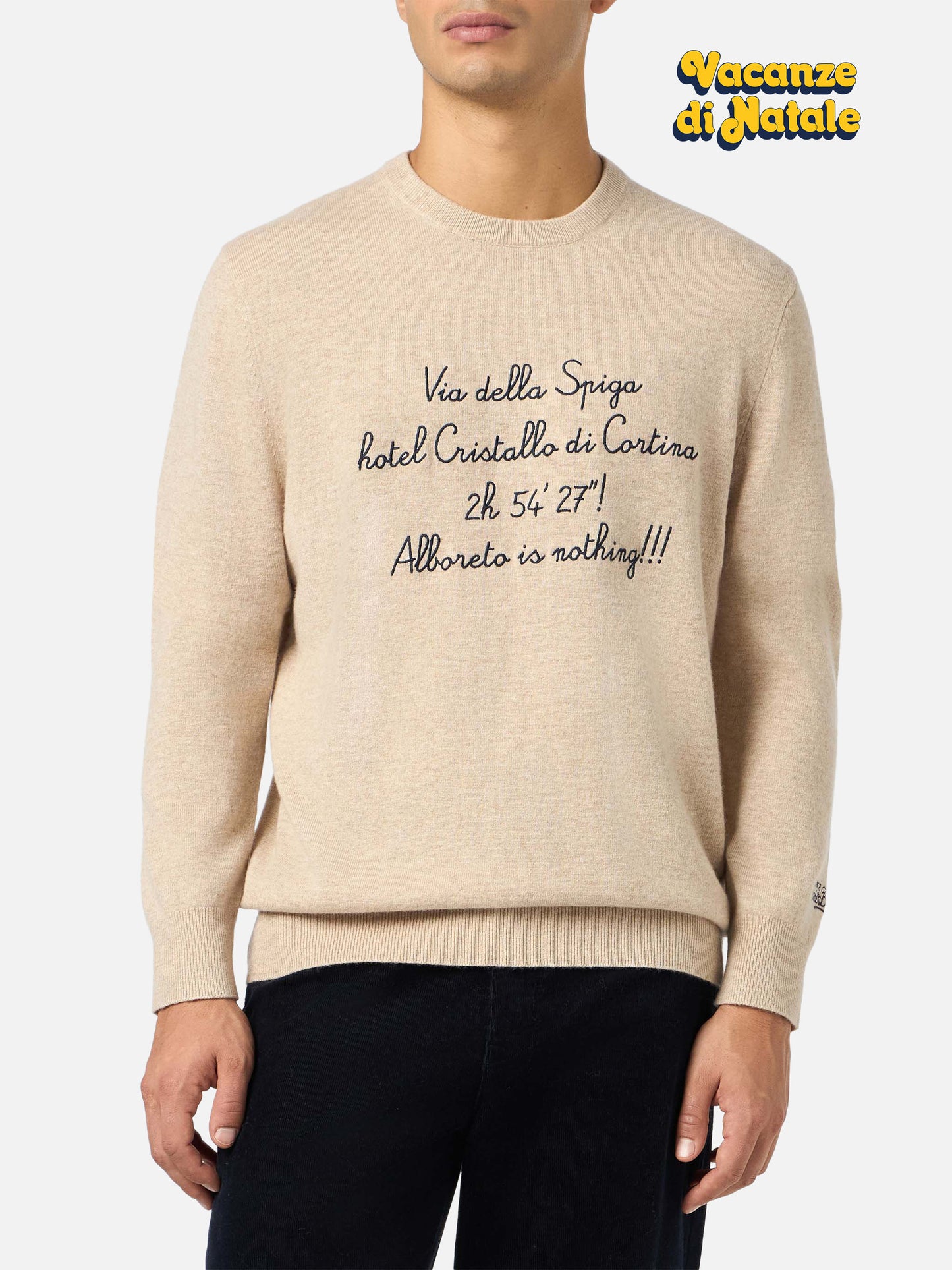 Crewneck Heron Light with Via della Spiga... embroidery | VACANZE DI NATALE SPECIAL EDITION