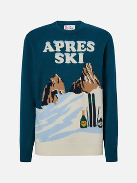 Heron-Pullover in Türkisgrün mit Après-Ski-Postkarten-Jacquard