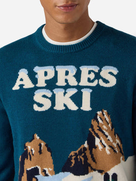 Heron-Pullover in Türkisgrün mit Après-Ski-Postkarten-Jacquard
