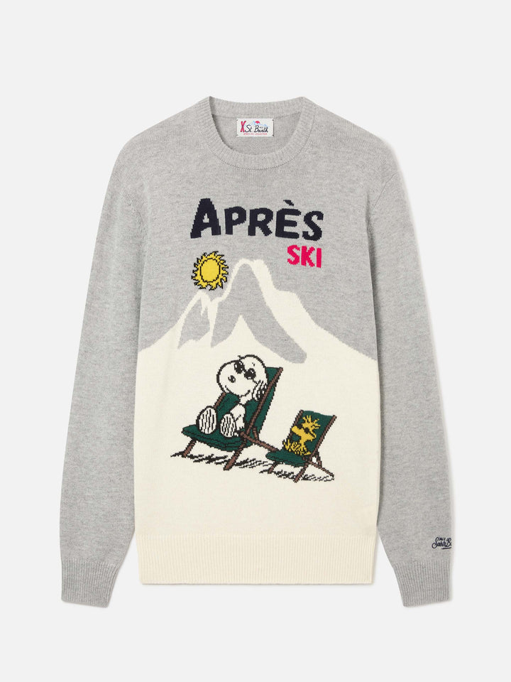 Pull en maille à col rond Grey Heron avec intarsia Snoopy | Special edition 
