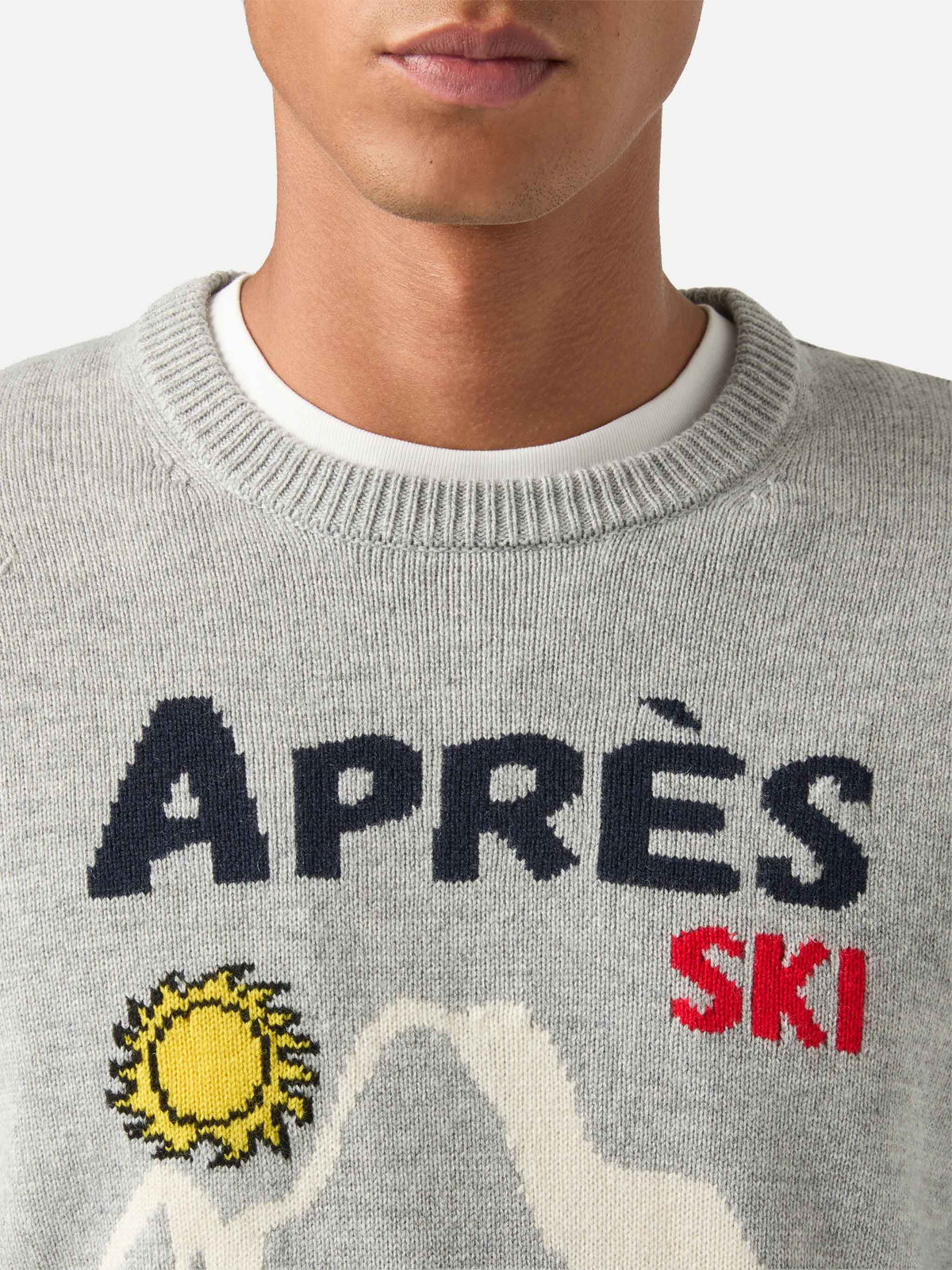Grey Heron crewneck knit with Snoopy intarsia | Special edition