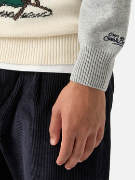 Grey Heron crewneck knit with Snoopy intarsia | Special edition