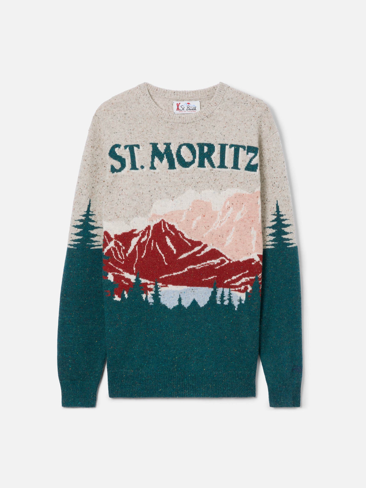 Maglione girocollo Heron in donegal con jacquard cartolina St. Moritz