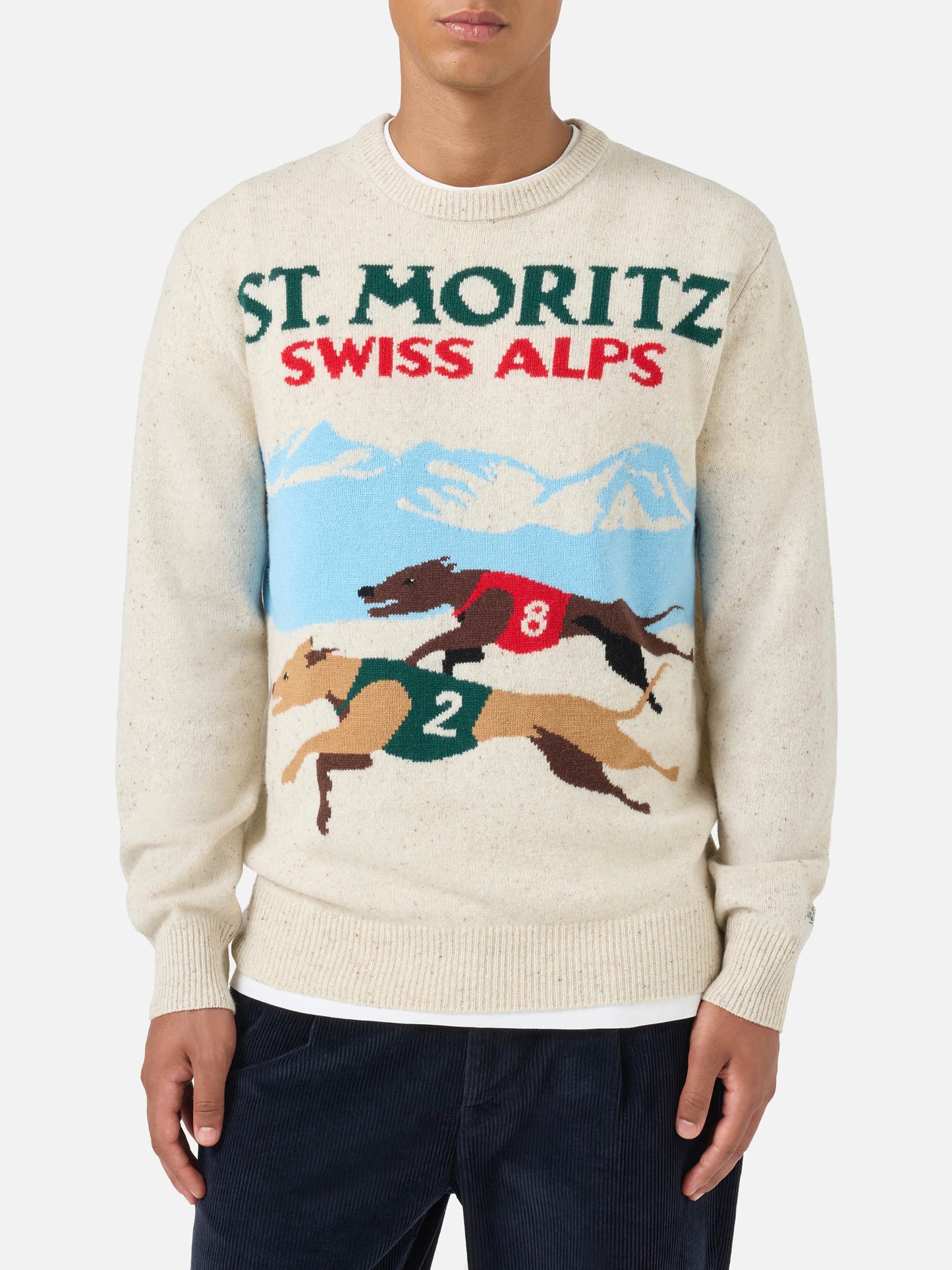 Heron white St. Moritz postcard sweater