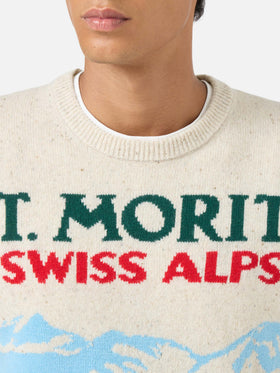 Heron white St. Moritz postcard sweater